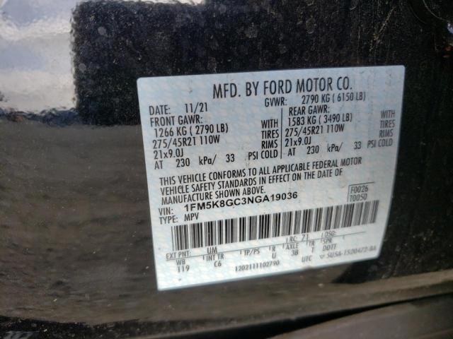 Photo 10 from auction – 2022 FORD EXPLORER S with VIN 1FM5K8GC3NGA19036