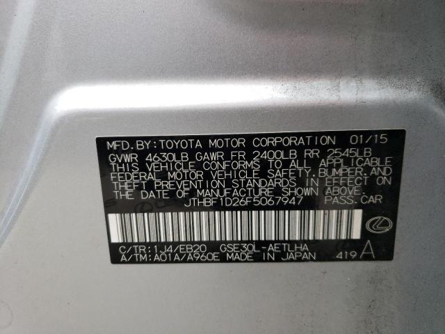 Photo 10 from auction – 2015 LEXUS IS 250 with VIN JTHBF1D26F5067947