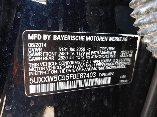 Photo 10 from auction – 2015 BMW X4 XDRIVE3 with VIN 5UXXW5C55F0E87403