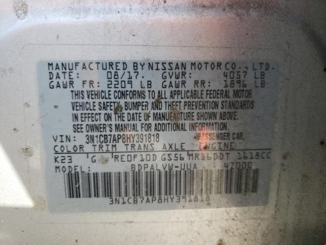 Photo 10 from auction – 2017 NISSAN SENTRA SR with VIN 3N1CB7AP8HY391818