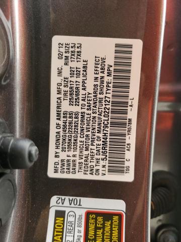 Photo 10 from auction – 2012 HONDA CR-V EXL with VIN 5J6RM4H79CL022127
