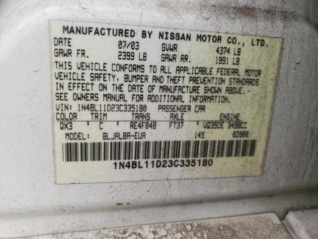 Photo 10 from auction – 2003 NISSAN ALTIMA SE with VIN 1N4BL11D23C335180