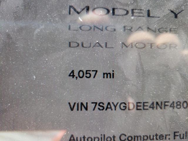 Photo 9 from auction – 2022 TESLA MODEL Y with VIN 7SAYGDEE4NF480954