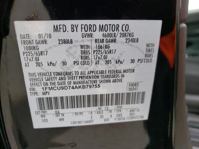 Photo 10 from auction – 2010 FORD ESCAPE XLT with VIN 1FMCU9D74AKB79755