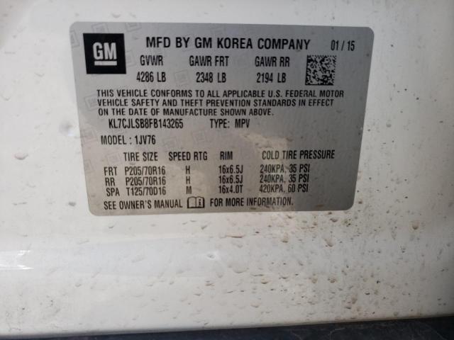 Photo 10 from auction – 2015 CHEVROLET TRAX 1LT with VIN KL7CJLSB8FB143265