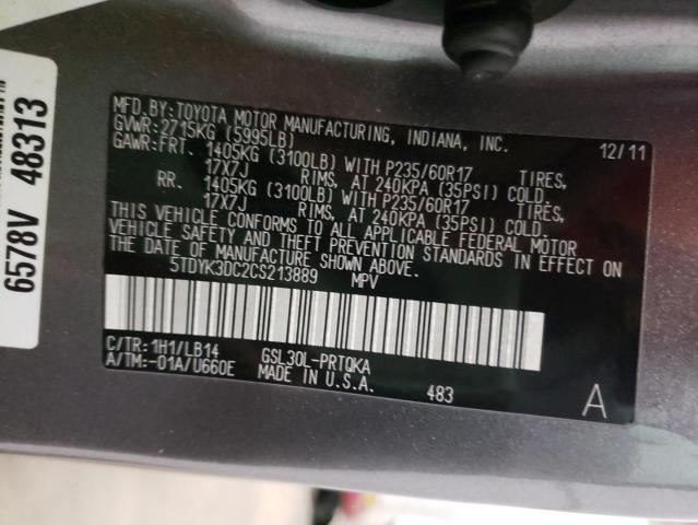 Photo 10 from auction – 2012 TOYOTA SIENNA XLE with VIN 5TDYK3DC2CS213889