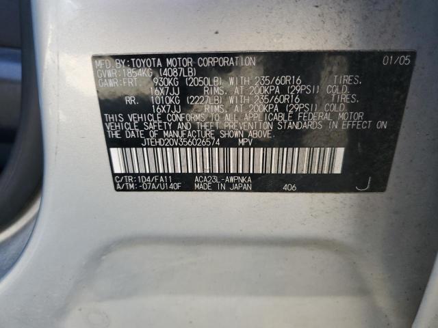 Photo 10 from auction – 2005 TOYOTA RAV4 with VIN JTEHD20V356026574