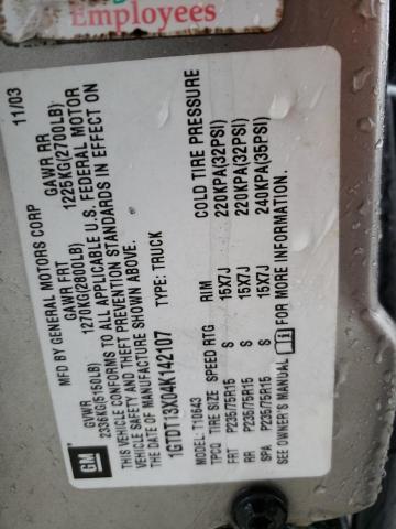 Photo 10 from auction – 2004 GMC SONOMA with VIN 1GTDT13X04K142107