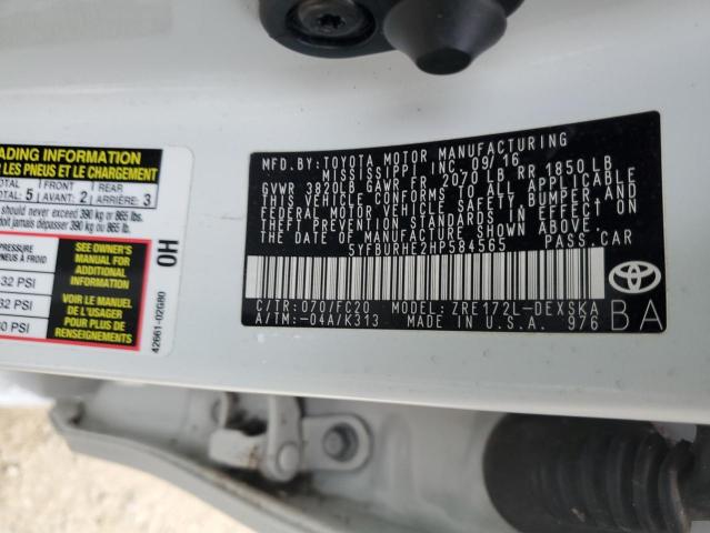 Photo 10 from auction – 2017 TOYOTA COROLLA L with VIN 5YFBURHE2HP584565