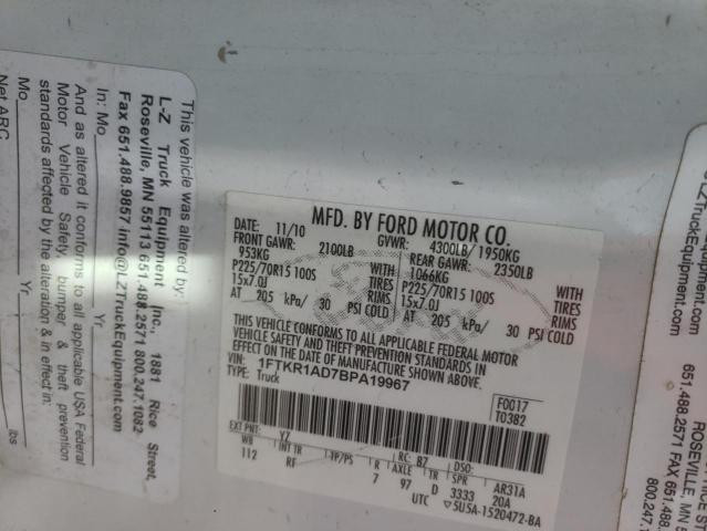 Photo 10 from auction – 2011 FORD RANGER with VIN 1FTKR1AD7BPA19967