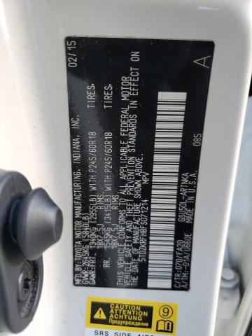 Photo 10 from auction – 2015 TOYOTA HIGHLANDER with VIN 5TDZKRFH8FS071214