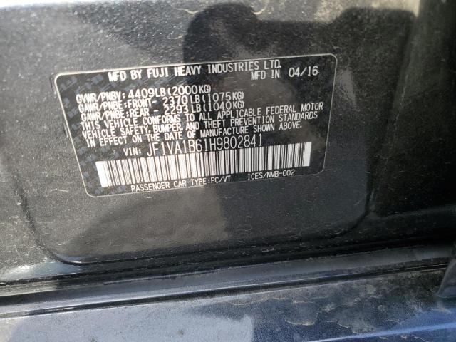 Photo 10 from auction – 2017 SUBARU WRX with VIN JF1VA1B61H9802841
