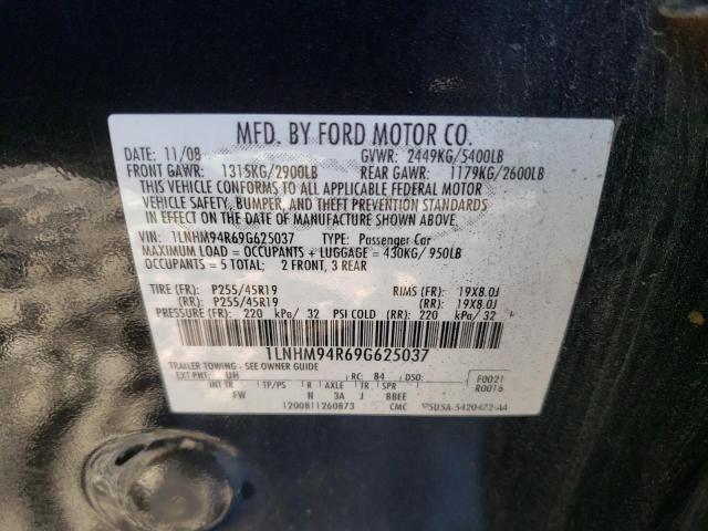 Photo 10 from auction – 2009 LINCOLN MKS with VIN 1LNHM94R69G625037