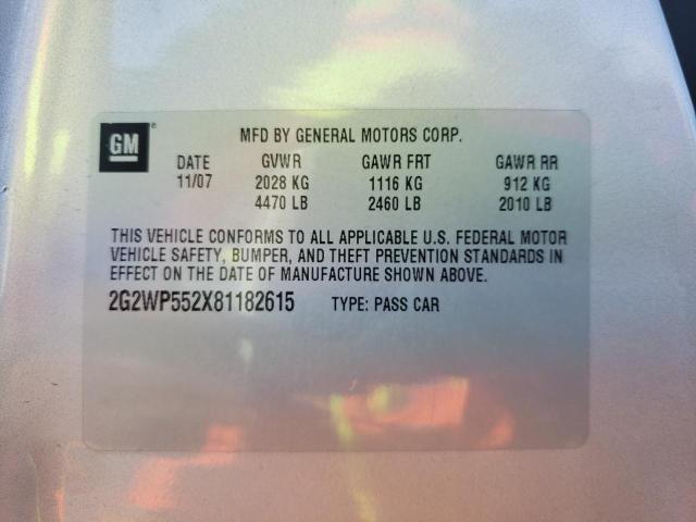 Photo 10 from auction – 2008 PONTIAC GRAND PRIX with VIN 2G2WP552X81182615