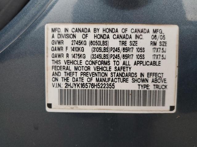 Photo 10 from auction – 2006 HONDA RIDGELINE with VIN 2HJYK16576H522355