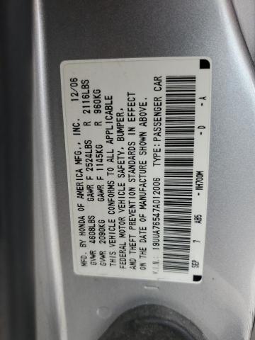 Photo 10 from auction – 2007 ACURA TL TYPE S with VIN 19UUA76547A012006