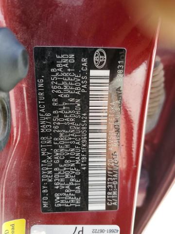 Photo 10 from auction – 2016 TOYOTA CAMRY LE with VIN 4T1BF1FK9GU585424