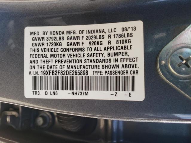 Photo 10 from auction – 2013 HONDA CIVIC EX with VIN 19XFB2F82DE265898