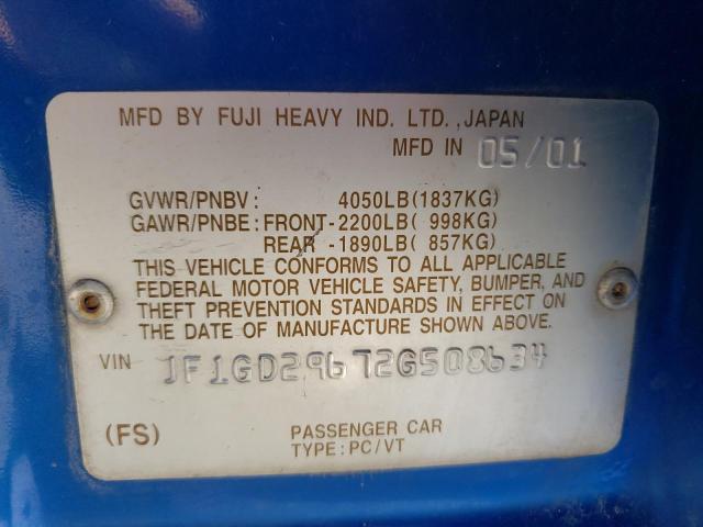 Photo 10 from auction – 2002 SUBARU IMPREZA WR with VIN JF1GD29672G508634