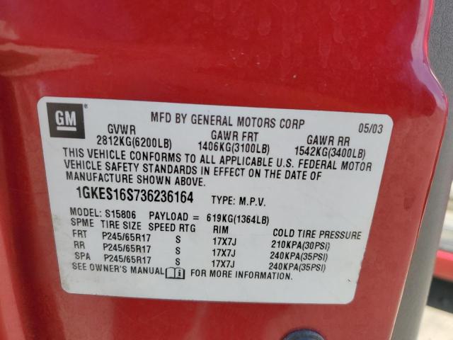 Photo 10 from auction – 2003 GMC ENVOY XL with VIN 1GKES16S736236164