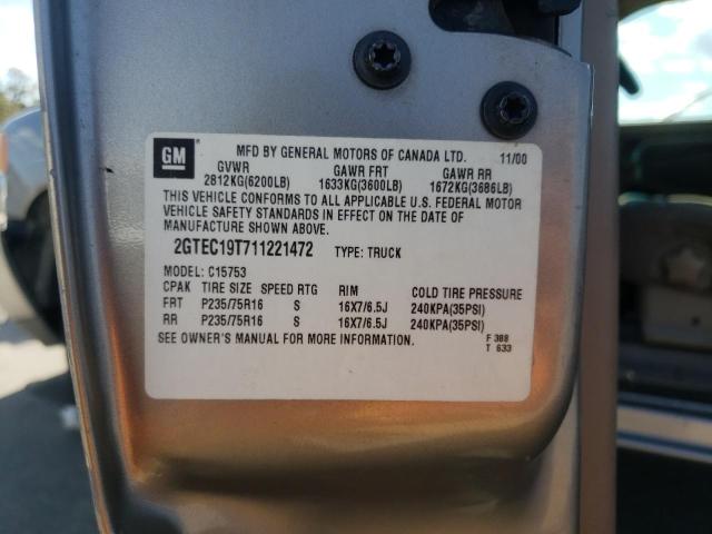 Photo 10 from auction – 2001 GMC NEW SIERRA with VIN 2GTEC19T711221472
