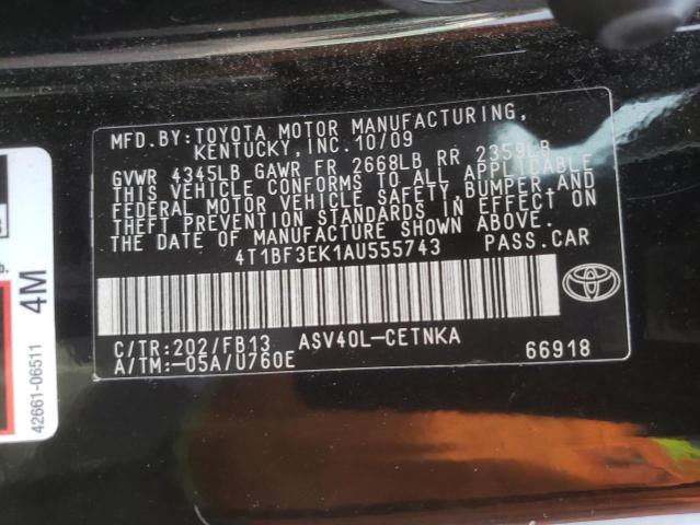 Photo 10 from auction – 2010 TOYOTA CAMRY BASE with VIN 4T1BF3EK1AU555743