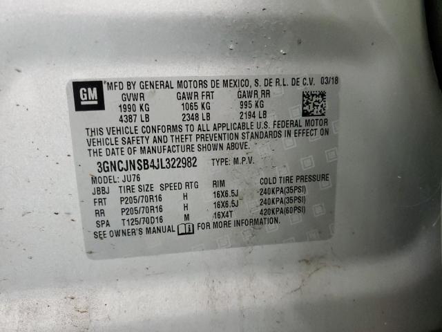 Photo 10 from auction – 2018 CHEVROLET TRAX LS with VIN 3GNCJNSB4JL322982