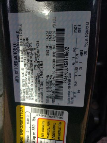 Photo 10 from auction – 2016 FORD FUSION SE with VIN 3FA6P0LUXGR178602