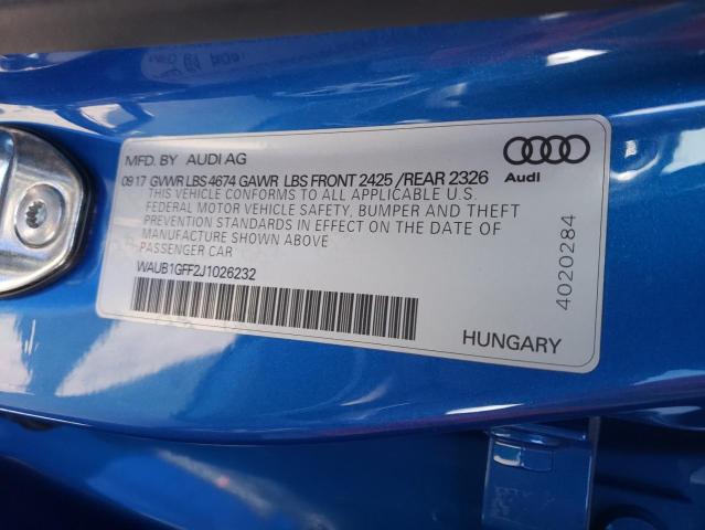 Photo 10 from auction – 2018 AUDI S3 PREMIUM with VIN WAUB1GFF2J1026232