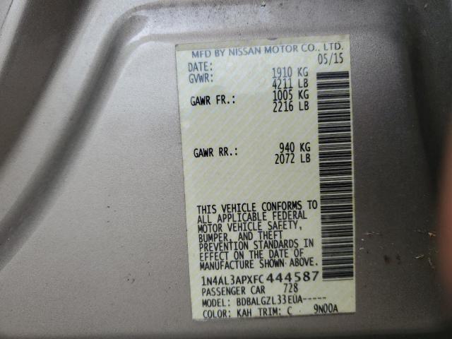 Photo 10 from auction – 2015 NISSAN ALTIMA 2.5 with VIN 1N4AL3APXFC444587