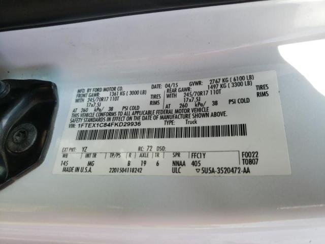 Photo 10 from auction – 2015 FORD F150 SUPER with VIN 1FTEX1C84FKD29936