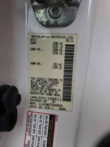Photo 10 from auction – 2012 NISSAN ALTIMA SR with VIN 1N4BL2EP2CC108811