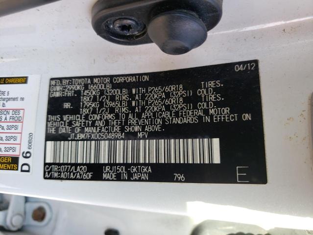 صورة رقم 10 من المزاد - 2012 LEXUS GX 460 مع VIN JTJBM7FX0C5048984
