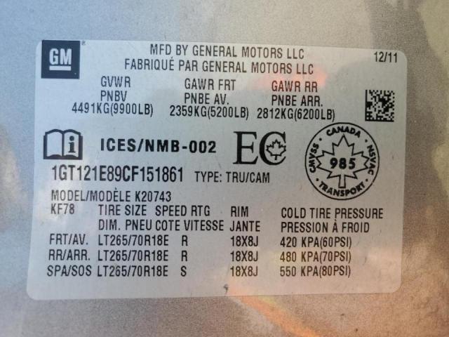 Photo 10 from auction – 2012 GMC SIERRA K25 with VIN 1GT121E89CF151861