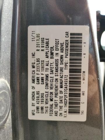 Photo 10 from auction – 2012 HONDA ACCORD LX with VIN 1HGCP2F37CA045572