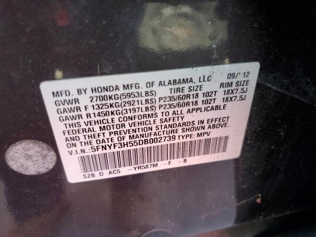 Photo 10 from auction – 2013 HONDA PILOT EXL with VIN 5FNYF3H55DB002739