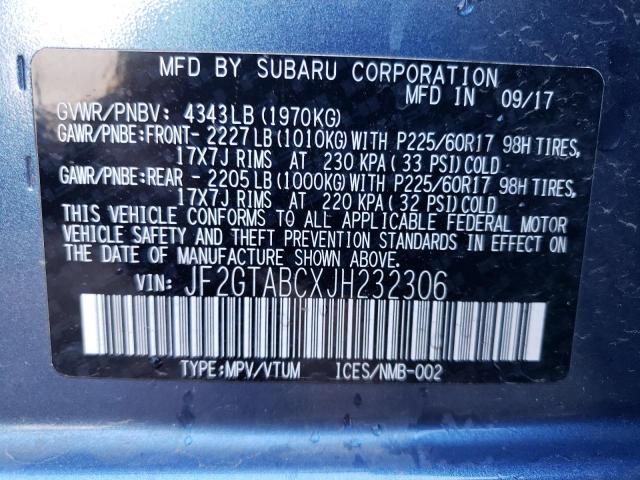 Photo 10 from auction – 2018 SUBARU CROSSTREK with VIN JF2GTABCXJH232306