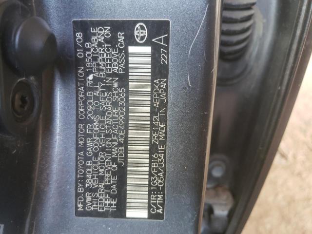 Photo 10 from auction – 2009 TOYOTA COROLLA BA with VIN JTDBL40E499023065