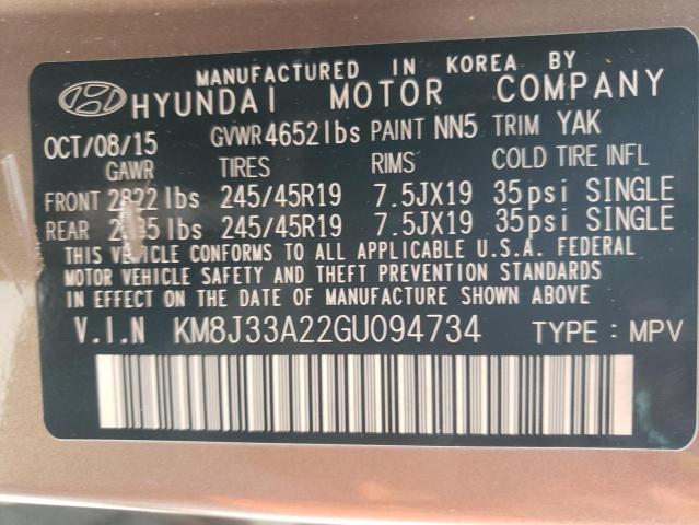 Photo 10 from auction – 2016 HYUNDAI TUCSON LIM with VIN KM8J33A22GU094734