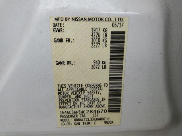 Photo 10 from auction – 2017 NISSAN ALTIMA 2.5 with VIN 1N4AL3AP3HC284670