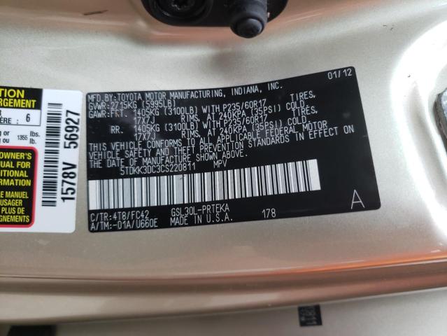 Photo 10 from auction – 2012 TOYOTA SIENNA LE with VIN 5TDKK3DC3CS220811