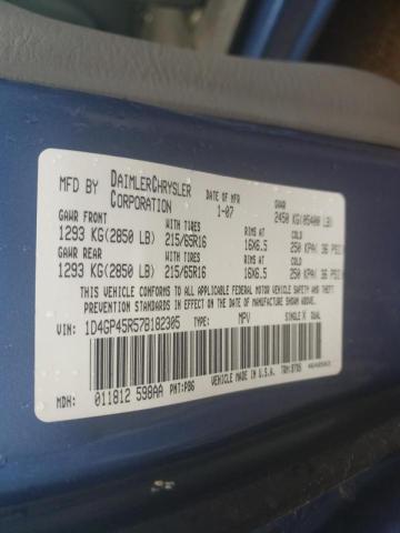 Photo 10 from auction – 2007 DODGE CARAVAN SX with VIN 1D4GP45R57B182305