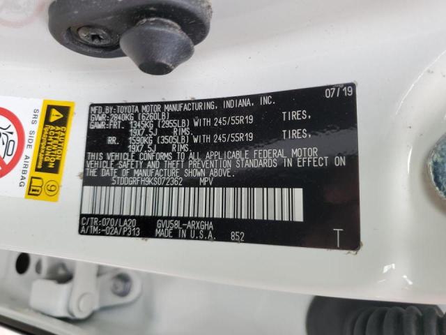 Zdjęcie 10 z aukcji – 2019 TOYOTA HIGHLANDER z VIN 5TDDGRFH9KS072362