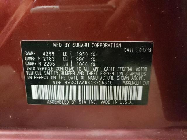 Photo 10 from auction – 2019 SUBARU IMPREZA with VIN 4S3GTAA64K3725519