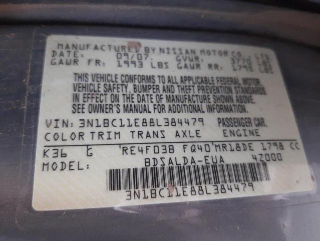 Photo 10 from auction – 2008 NISSAN VERSA S with VIN 3N1BC11E88L384479