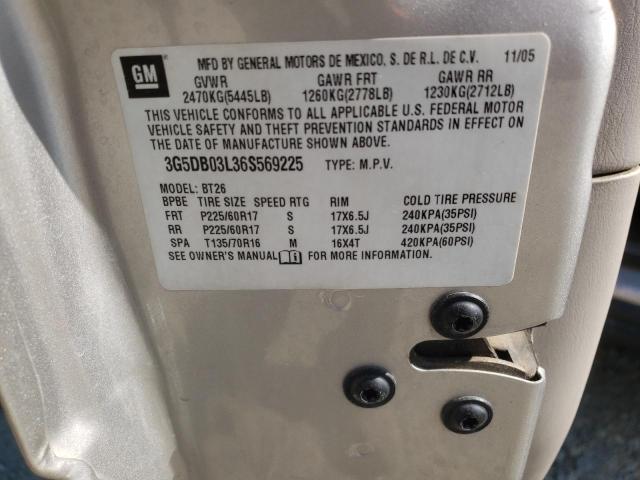 Photo 10 from auction – 2006 BUICK RENDEZVOUS with VIN 3G5DB03L36S569225