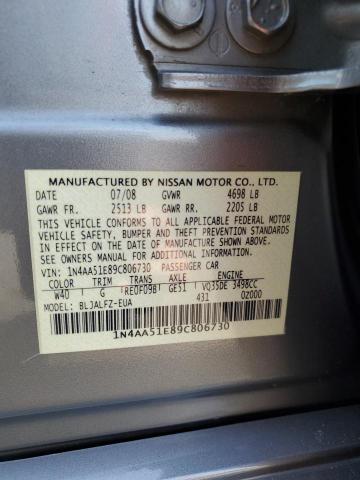 Photo 10 from auction – 2009 NISSAN MAXIMA S with VIN 1N4AA51E89C806730