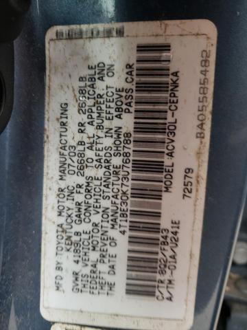 Photo 10 from auction – 2003 TOYOTA CAMRY LE with VIN 4T1BE30K73U768788