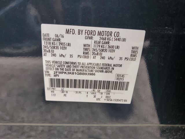 Photo 10 from auction – 2016 FORD EDGE TITAN with VIN 2FMPK3K81GBB93986
