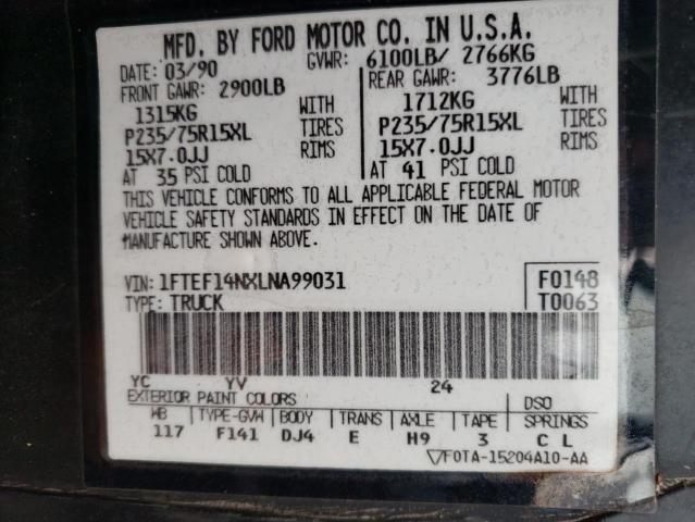 Photo 10 from auction – 1990 FORD F150 with VIN 1FTEF14NXLNA99031